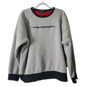 Vintage 90s Ralph Lauren Polo Sport Mens Logo Crewneck Sweatshirt Grey Size XL